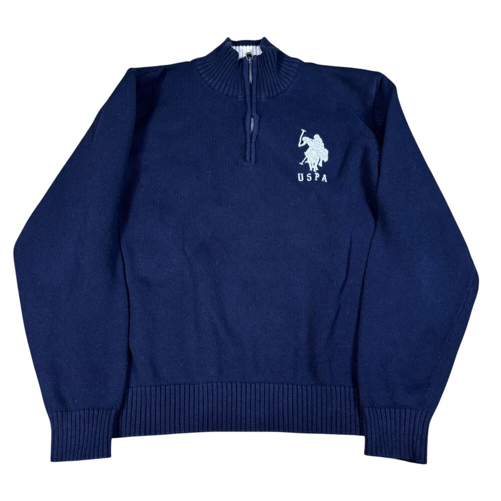 y2k 2000s style US Polo Assn fleece quarter zip jacket Large retro streetwear